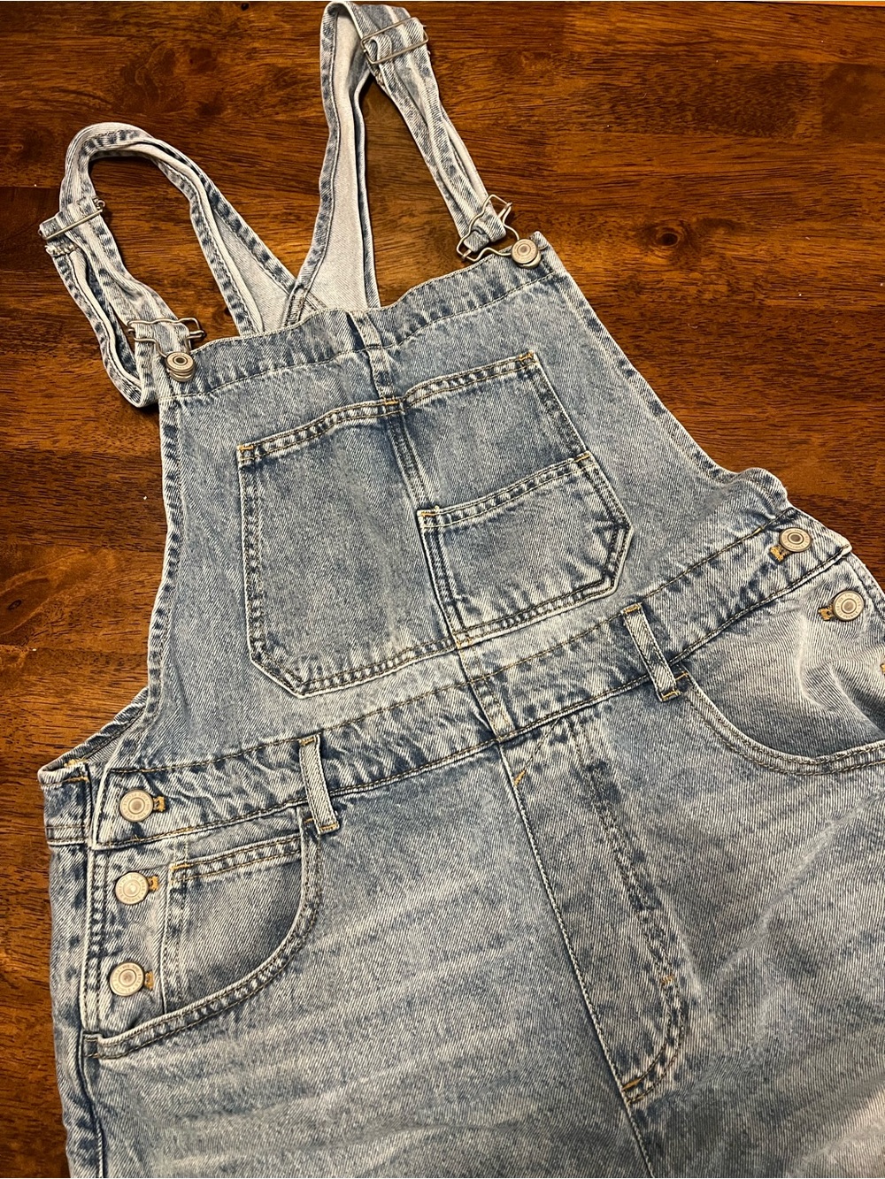Free People We The Free Ziggy Shortalls Large 100% Cotton Blue Jean Overalls - Picture 5 of 14